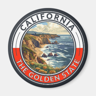 California Travel Art Badge Magnet