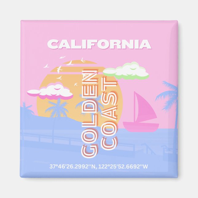 California, Travel Art, Preppy Magnet (Front)