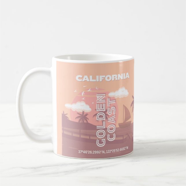 California, Travel Art, Preppy, Pastel Coffee Mug (Left)