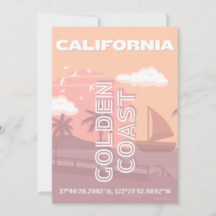 California, Travel Art, Preppy, Pastel Holiday Card