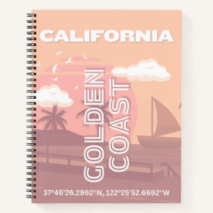 California, Travel Art, Preppy, Pastel Notebook
