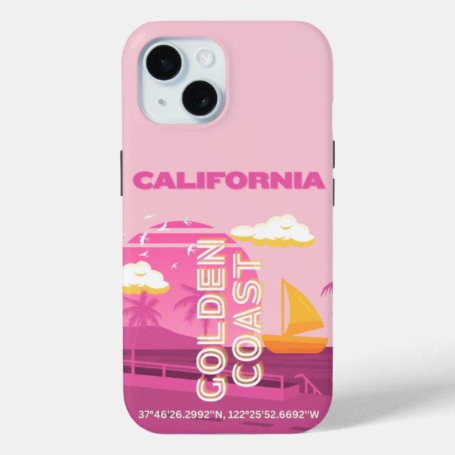 California, Travel Art, Preppy, Pink Case-Mate iPhone Case (Back)