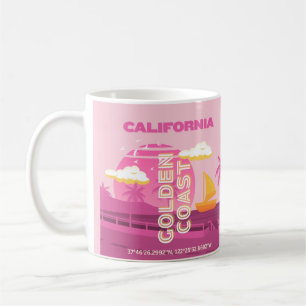 California, Travel Art, Preppy, Pink Coffee Mug