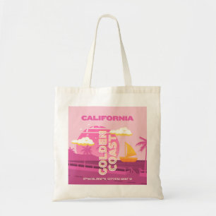 California, Travel Art, Preppy, Pink Tote Bag