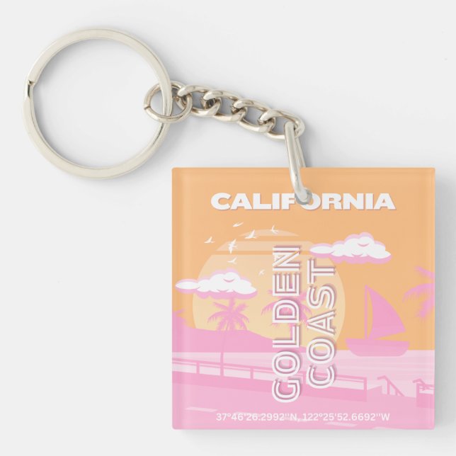 California, Travel Art, Preppy, Preppy Travel Key Ring (Front)