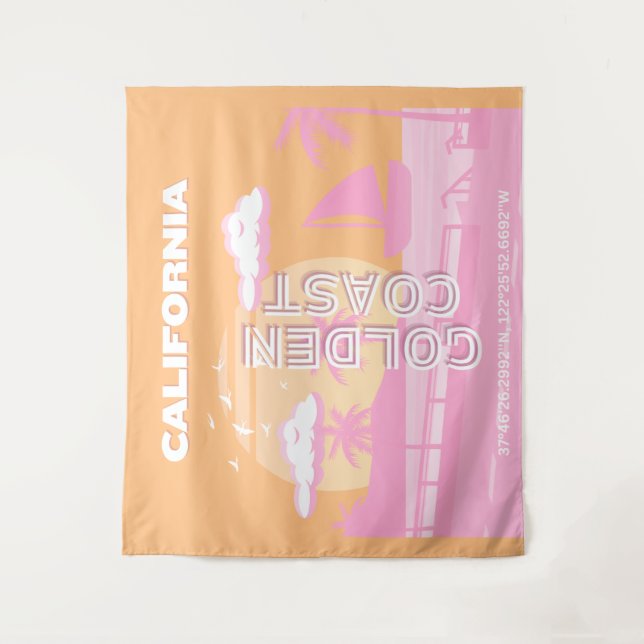 California, Travel Art, Preppy, Preppy Travel Tapestry (Front)