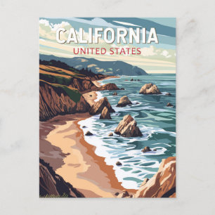 California Travel Art Vintage Postcard
