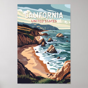 California Travel Art Vintage Poster