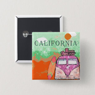 California Travel Poster 15 Cm Square Badge