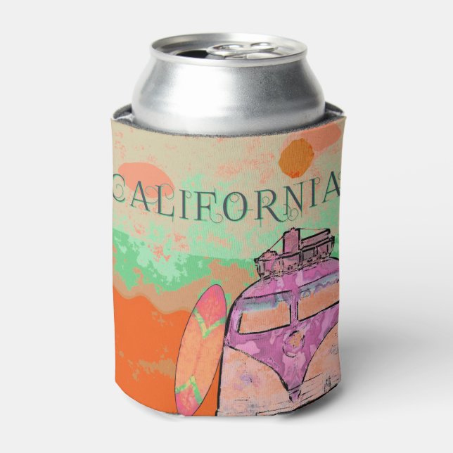 California Travel Poster Can Cooler (Can Front)