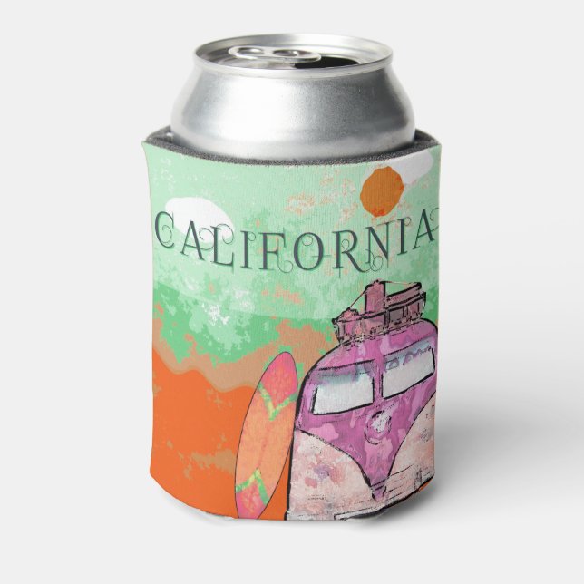 California Travel Poster Can Cooler (Can Back)