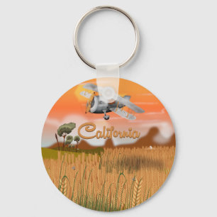 California Travel Poster Cartoon Key Ring