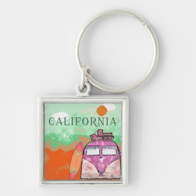 California Travel Poster Key Ring (Front)