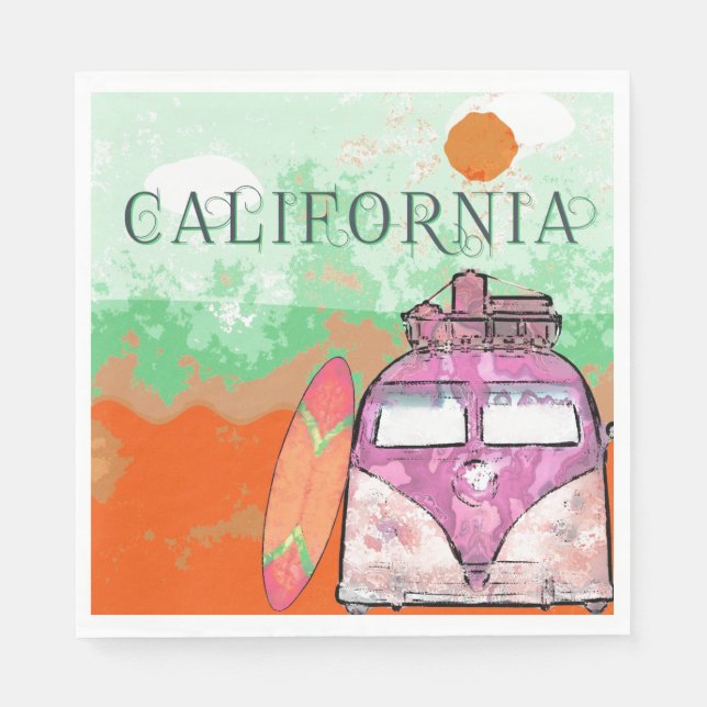 California Travel Poster Paper Napkin (Front)