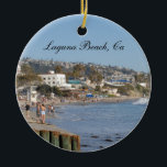 California Travel Vacation Photo Laguna Beach Ceramic Ornament<br><div class="desc">Travel Christmas ornament with a photo of the ocean at Laguna Beach,  California.  Use the template to add the year on the back.  This ornament is a great souvenir for a vacation in Laguna Beach.</div>