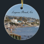 California Travel Vacation Photo Laguna Beach Ceramic Ornament<br><div class="desc">Travel Christmas ornament with a photo of the ocean at Laguna Beach,  California.  Use the template to add the year on the back.  This ornament is a great souvenir for a vacation in Laguna Beach.</div>