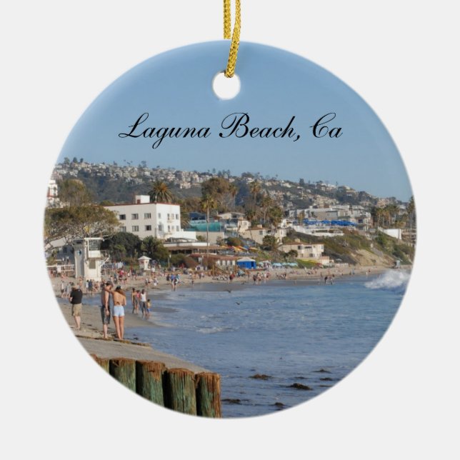 California Travel Vacation Photo Laguna Beach Ceramic Ornament (Front)