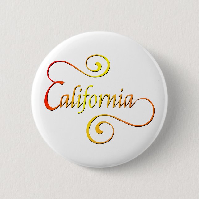 California Typography Art 6 Cm Round Badge (Front)