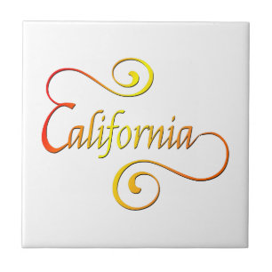 California Typography Art Ceramic Tile