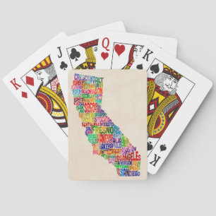 California Typography Text Map Playing Cards