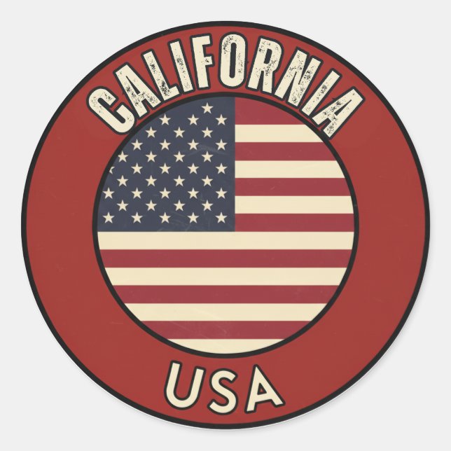 California United States Classic Round Sticker (Front)