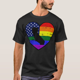 California United States Gay Pride Flag Heart T-Shirt