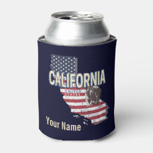 California United States Retro State Map Vintage Can Cooler