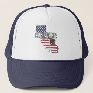 California United States Retro State Map Vintage Trucker Hat