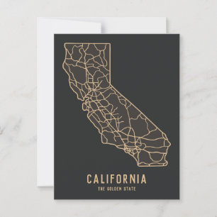 California US State road map - golden state map Postcard
