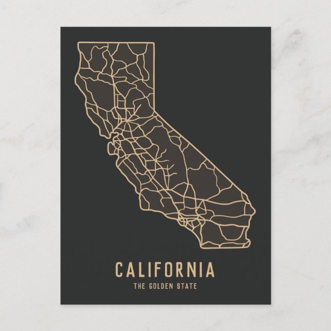 California US State road map - golden state map Postcard (Front)
