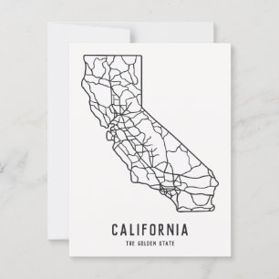 California US State road map - golden state map Postcard