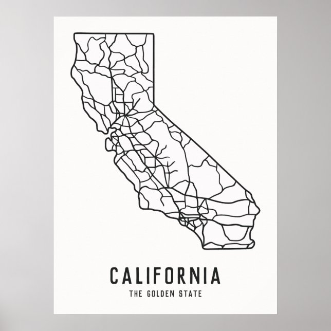 California US State road map - golden state map Poster (Front)