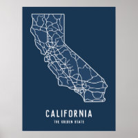 California US State road map - golden state map