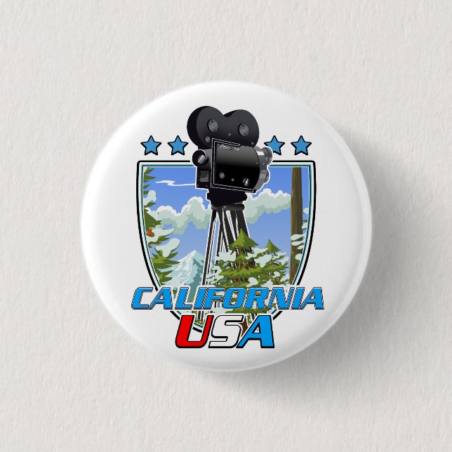 California USA 3 Cm Round Badge (Front)