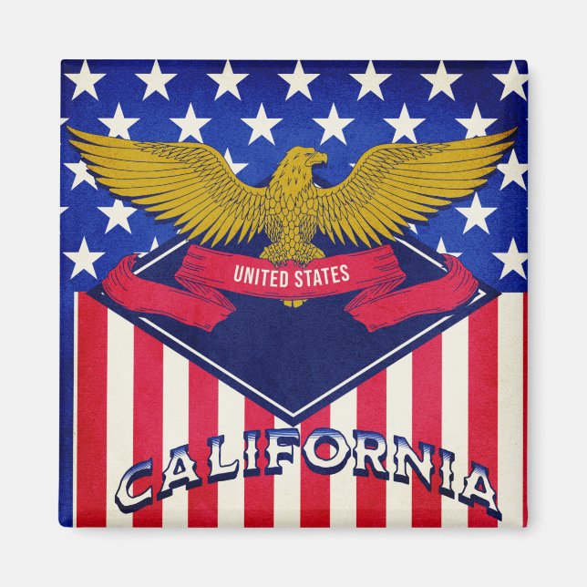 California USA Flag Magnet (Front)
