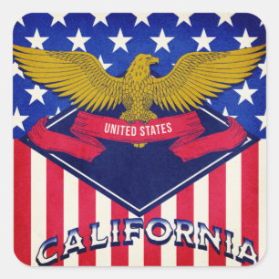 California USA Flag  Square Sticker