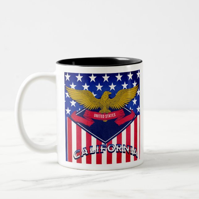 California USA Flag Two-Tone Coffee Mug (Left)