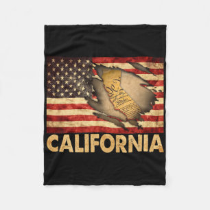 California Usa Patriotic American Flag 4th Of July Fleece Blanket