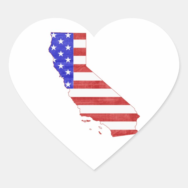 California USA silhouette state map Heart Sticker (Front)