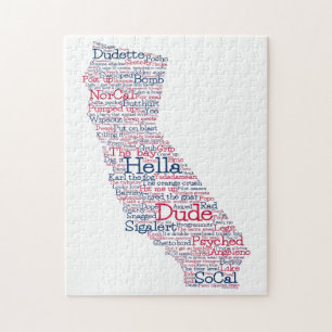 California USA Slang Word Art Map Jigsaw Puzzle