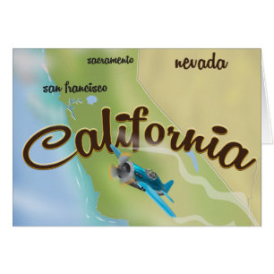 California USA vintage map and travel poster
