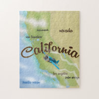 California USA vintage map and travel poster