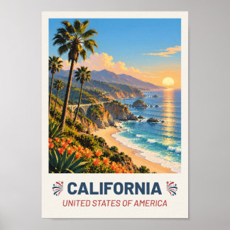 California USA – Vintage Travel Poster