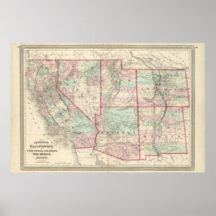 California, Utah, Nevada, Colorado Poster