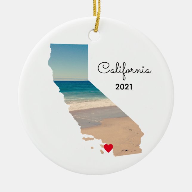 California Vacation Places Visited Ceramic Ornament (Front)