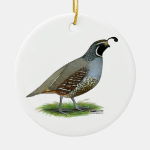 California Valley Quail Ceramic Ornament