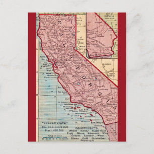California Vintaage State Map Postcard