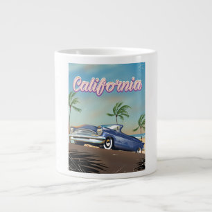California Vintage Auto retro travel poster Large Coffee Mug