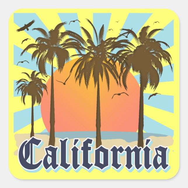 California Vintage Souvenir Square Sticker (Front)