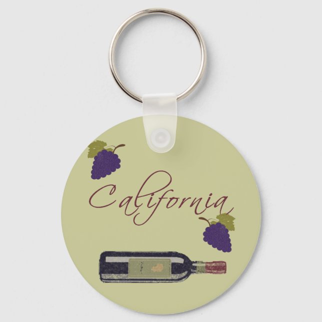 California Vintage Wine Bottle Key Ring (Front)